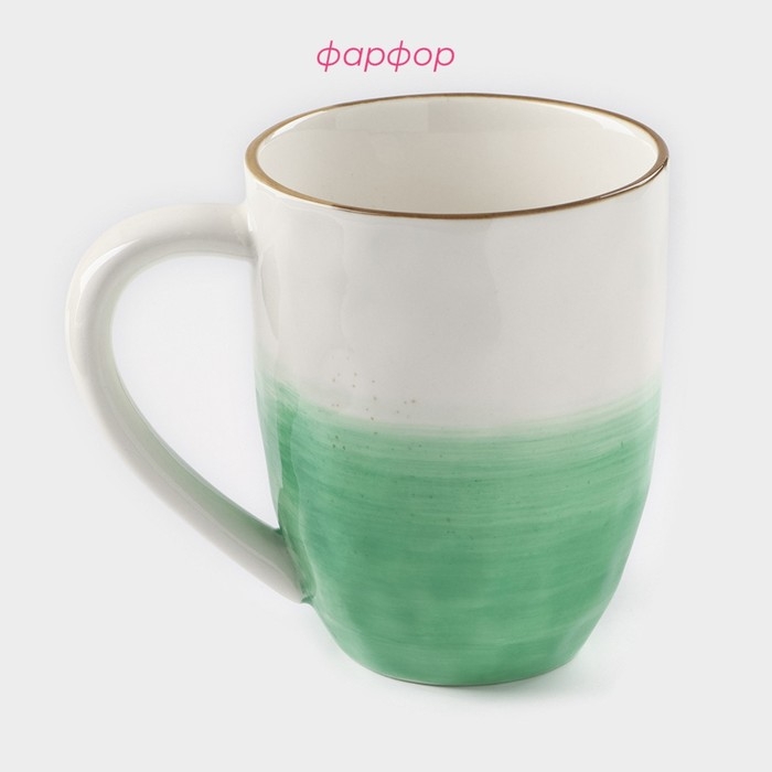 Кружка фарфоровая Доляна &laquo;Космос&raquo;, 400 мл, цвет зелёный