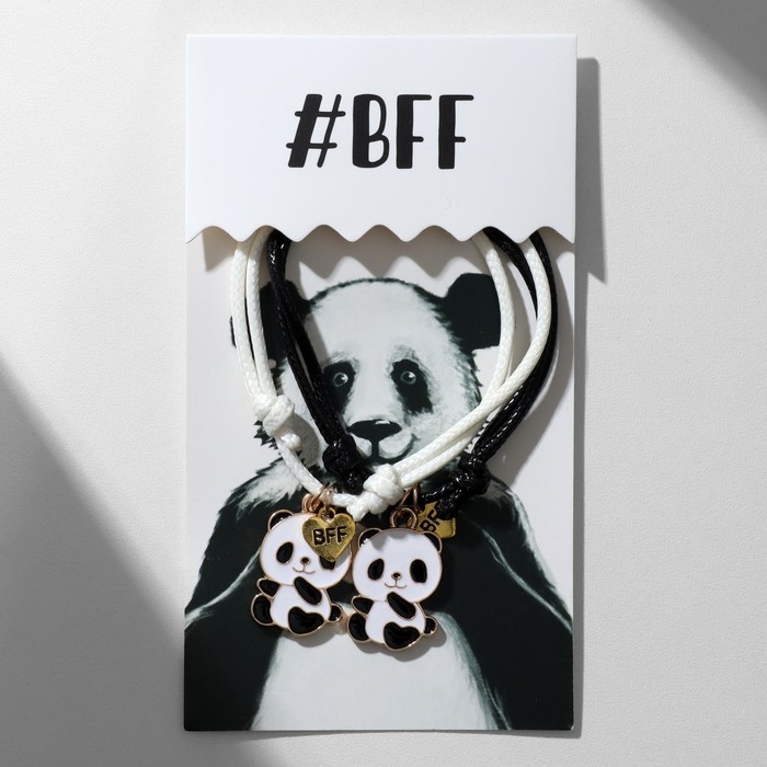 Браслеты &laquo;Неразлучники&raquo; панды и лапки, цвет чёрно-белый, d=6 см