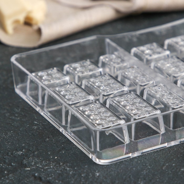 Форма для конфет и шоколада &laquo;Лего&raquo;, 24 ячейки, 20&times;12&times;2,5 см, глубина 1,5 см, цвет прозрачный