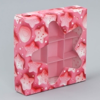 Коробка для конфет, кондитерская упаковка, 9 ячеек, &laquo;Сладости&raquo;, 14.7 х 14.7 х 3.5 см