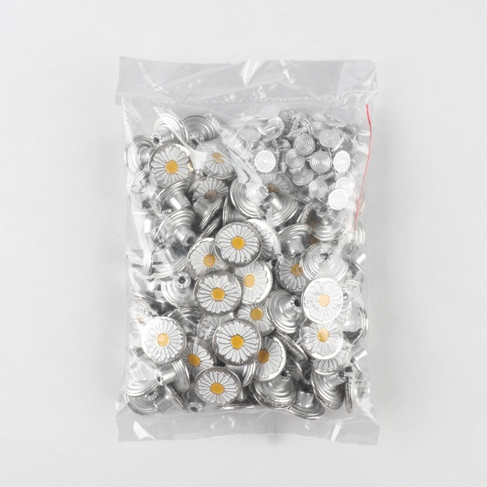 Набор джинсовых пуговиц &laquo;Ромашка&raquo;, 17 мм, 100 шт, цвет серебряный