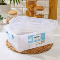 Контейнер пищевой RICCO, 9,75 л, 37,5&times;25&times;14 см, прямоугольный, цвет прозрачный, ручки голубые