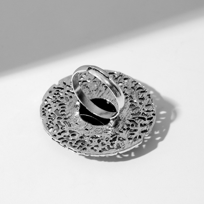 Кольцо &laquo;Этника&raquo; ажурный круг, цвет чёрный в чернёном серебре, безразмерное