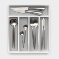 Лоток для столовых приборов Griten, с силиконовой вставкой, 5 отделений, 33,5&times;29,3&times;4,5 см, цвет белый