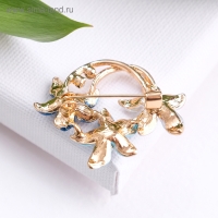 Брошь &laquo;Цветы&raquo; трио, цвет бело-сине-голубой в золоте