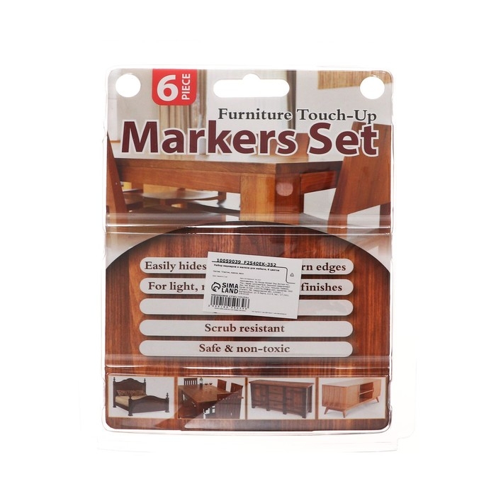 Набор маркеров и мелков для мебели, 6 цветов
