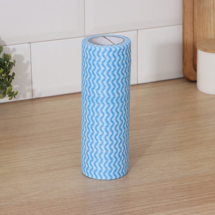 Салфетки для уборки Доляна, рулон, многоразовые, безворсовые, 45 шт, 20&times;20 см, цвет голубой