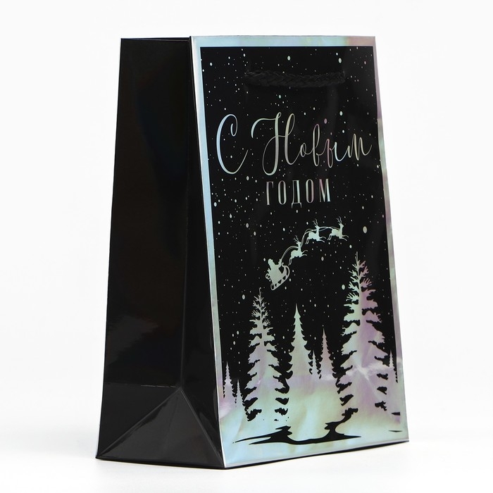 Пакет голографический вертикальный &laquo;Зимний лес&raquo;, S 12 х 15 х 5.5 см , Новый год