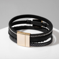 Браслет &laquo;На магните&raquo; нэйчурал, цвет бело-чёрный в серебре, 19,5 см