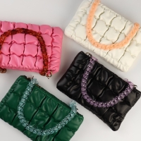 Цепочка для сумки, пластиковая, с карабинами, 23 &times; 17 мм, 68 см, цвет сиреневый/серебряный