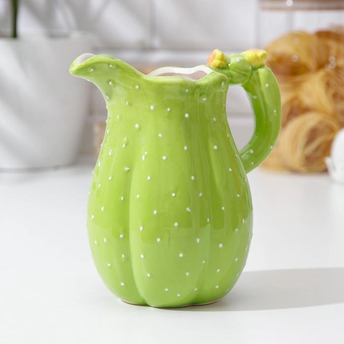 Кувшин для воды керамический &laquo;Кактус&raquo;, 1 л, 11&times;18,5 см, цвет зелёный