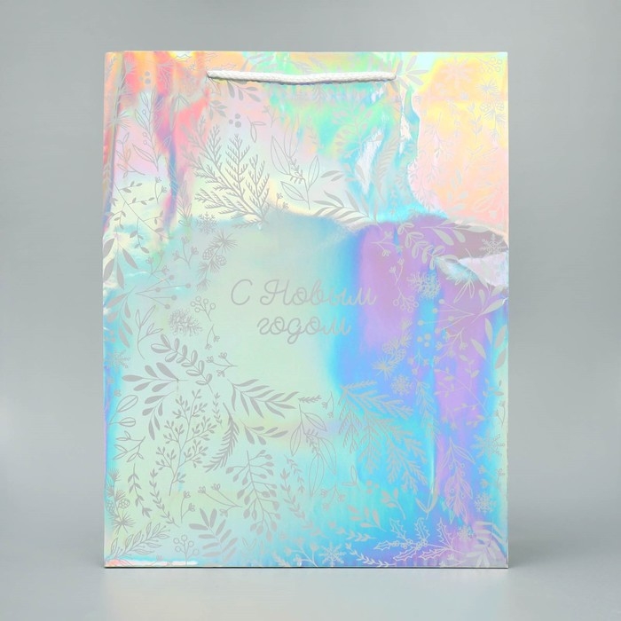 Пакет голографический &laquo;Новогодняя поляна&raquo;, L 31 х 40 х 11.5 см, Новый год