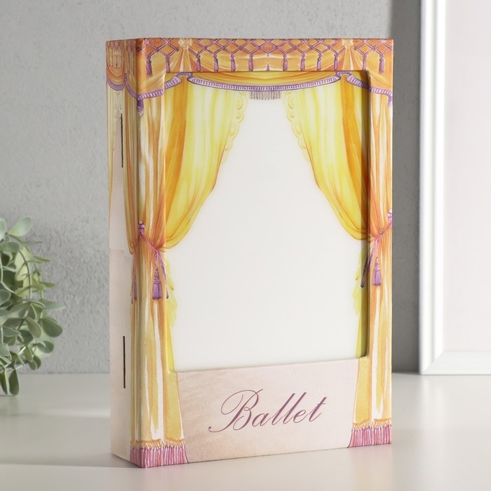 Шкатулка-книга дерево, кожзам, свет "Балерина" 28х19х6 см