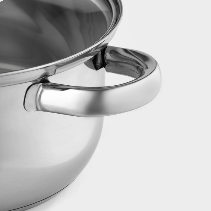 Кастрюля с крышкой из нержавеющей стали Доляна &laquo;Классика&raquo;, 2,2 л, d=19 см, капсульное дно