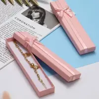 Набор короборчек подарочных 6 шт.  под браслет/цепочку/часы, 21*4*2, цвет розовый с перламутровым бл