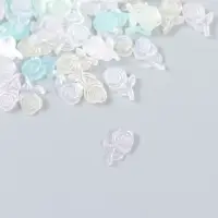 Декор для творчества пластик "Розочка на ветке" набор 60 шт полупроз. 0,88х0,53 см