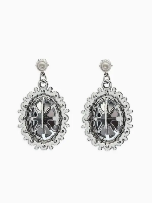 Серьги со стразами "Овал грань", цвет голубой в серебре