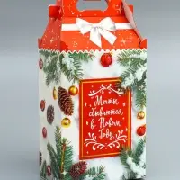 Подарочная коробка Новогодняя Корпоратив "Акцент" 20,3 х 12,3 х 41 см