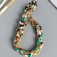 Брелок на 2 карабинах "Платок и цепочка" голубой 20х10х1,7 см