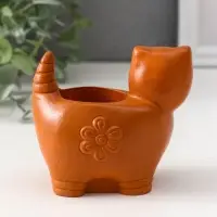 Подсвечник &laquo;Кошка с орнаментом&raquo;, 8.5&times;9.5&times;6.5 см, красная глина