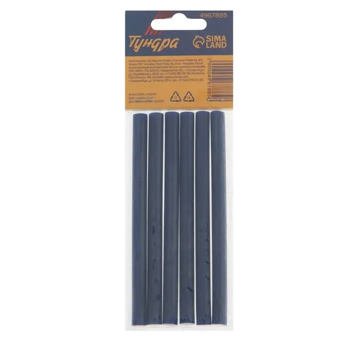 Клеевые стержни ТУНДРА, 7&times;100 мм, синие, 6 шт.