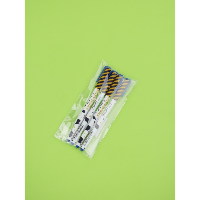 Набор пластиковых ручек "Лучший выпускник школы", синяя паста 0.7 мм, 4 шт