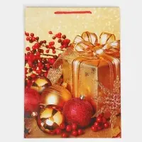 Пакет подарочный новогодний ламинированный &laquo;Поздравляю&raquo;, L 28 х 38 х 9 см