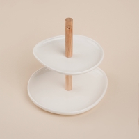 Этажерка - фруктовница круглая SL Home &laquo;Тренто&raquo;, 2 яруса, фарфор, цвет белый