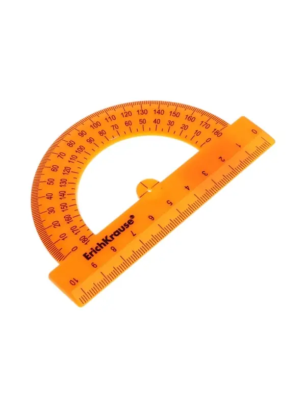 Транспортир 10см 180&deg;, ErichKrause "Neon Solid", пластик, непрозрачный, коробка-дисплей, МИКС