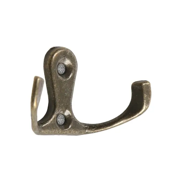 Крючок мебельный ТУНДРА TKd=003, двухрожковый, бронза, 25 шт.