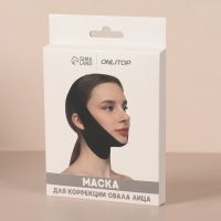 Маска текстильная для коррекции овала лица, на липучке, 62 &times; 9,5 см, цвет чёрный/розовый