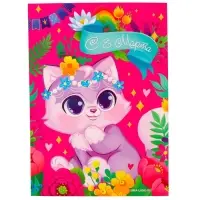 Аппликация стразами для детей &laquo;Котик. 8 марта&raquo;, набор для творчества