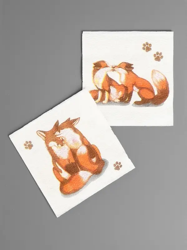 Салфетки бумажные Гармония цвета многоцветие "Лисички", 24*24 см 50 листов