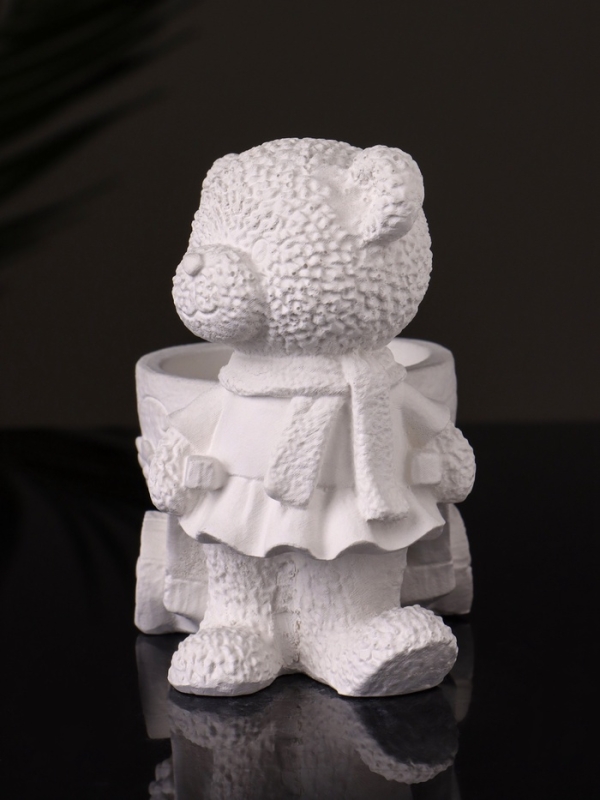 Кашпо "Медведица с тележкой" 10х10х6 см, натуральный