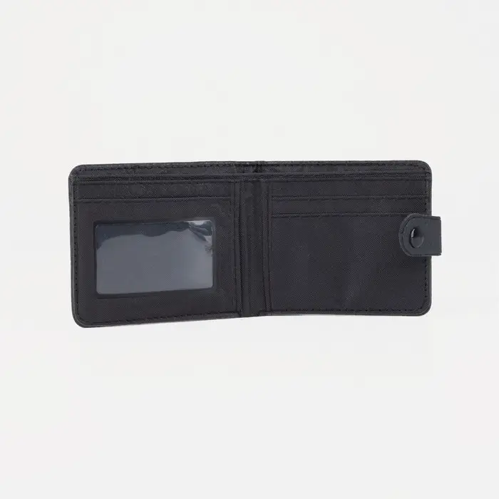 Портмоне мужское на кнопке, отдел для купюр, для карт, цвет чёрный