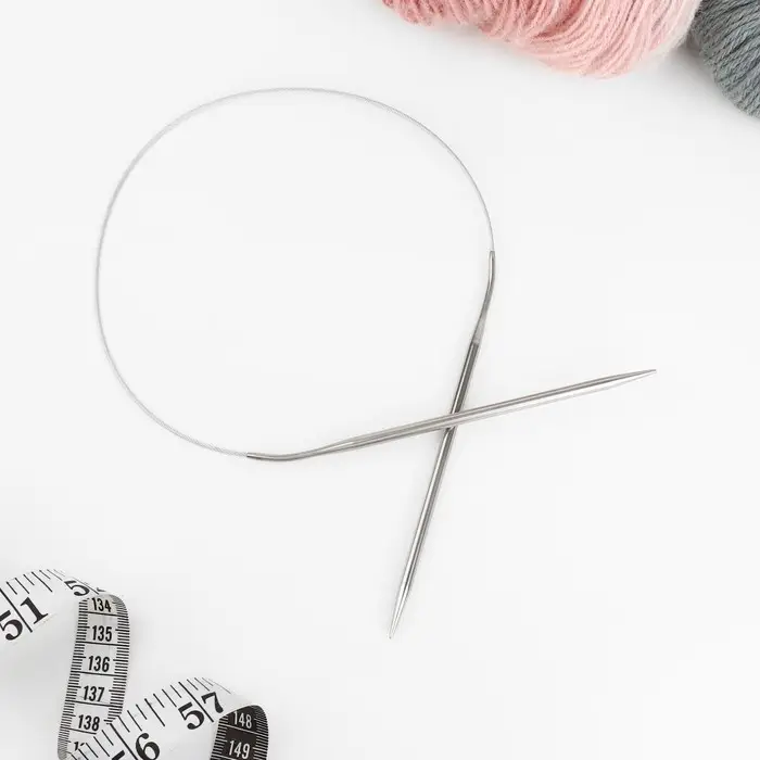 Спицы круговые, для вязания, с металлическим тросом, d=4.5 мм, 14/60 см