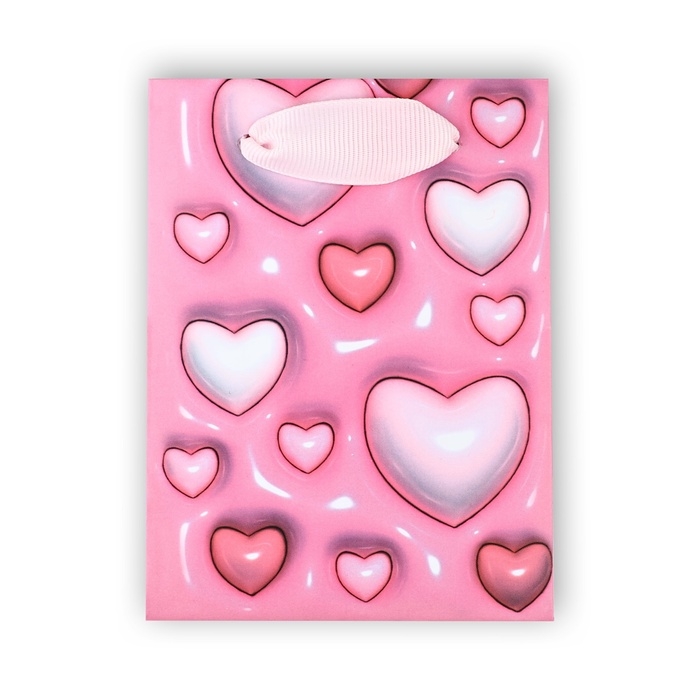 Пакет ламинированный &laquo;Сердца&raquo;, 9 &times; 12 &times; 6,5 см