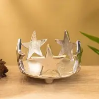 Подсвечник со стеклом"Созвездие" алюминий 11х11х12 см