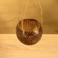 Подсвечник подвесной из кокоса, 9-12 см, коричневый