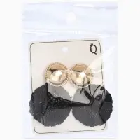 Серьги "Сияние вечера" круг двойной, цвет чёрный в золоте