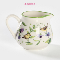 Молочник фарфоровый Доляна &laquo;Зелёный сад&raquo;, 300 мл, 11,5&times;8&times;8 см