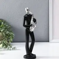 Сувенир полистоун "Саксофонист" чёрный с серебром 7х8,5х27,5 см