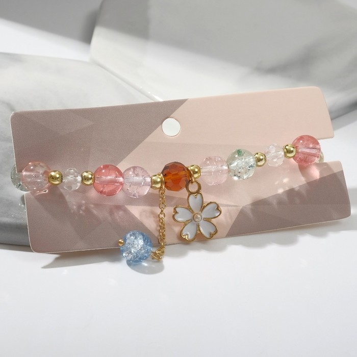 Браслет &laquo;Радость&raquo; ромашка, цветной в золоте, d=7