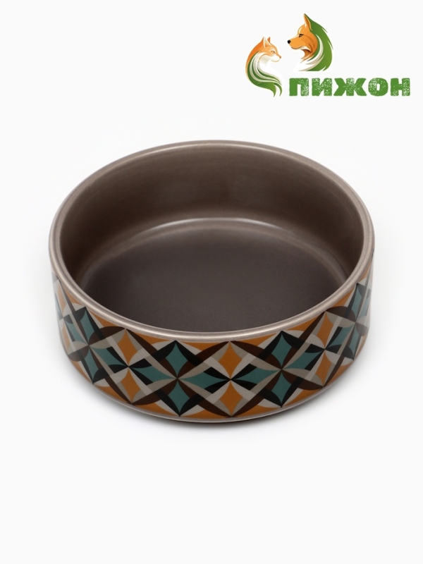 Миска керамическая "Ромбики" 200мл, 10,5 х 4 см, серая