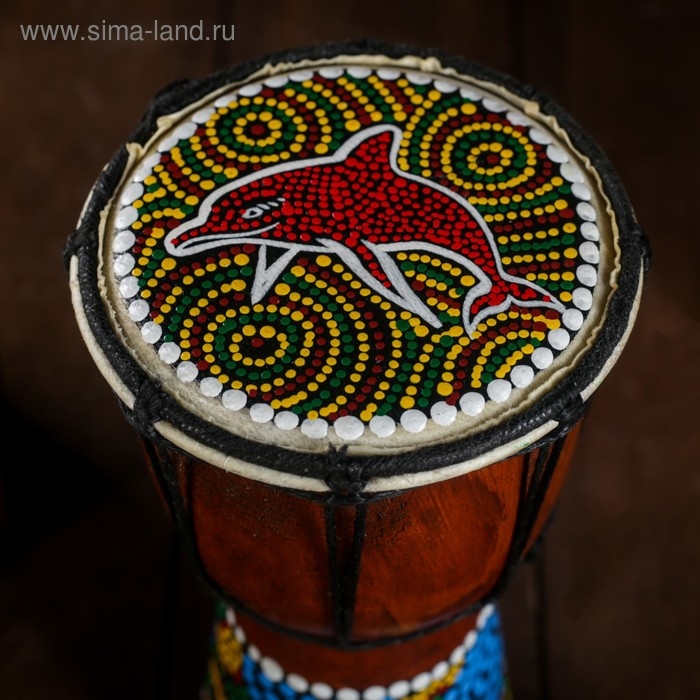 Сувенирный музыкальный инструмент "Барабан Джембе Цветочный узор" 11x11x20 см МИКС