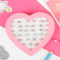 Кольцо &laquo;Ассорти&raquo; в сердце, форма МИКС, белое в серебре