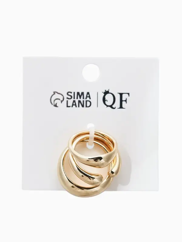 Набор колец 3 шт "Новый стиль" минимализ линий, размер МИКС, цвет золото