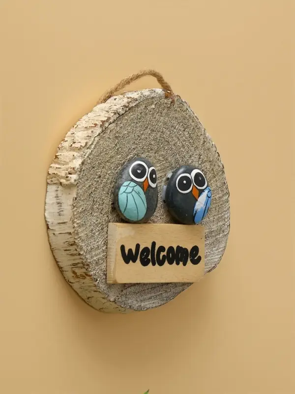 Панно "WELCOME" дерево 15х3х15 см, цв. серый