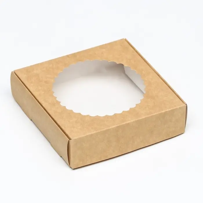 Коробка сборная, крафт, с окном, 11.5&times;11.5&times;3 см