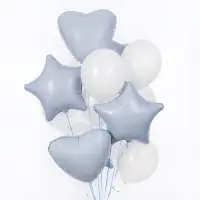 Воздушный шар, сердце, цвет нежно-голубой, фольга, набор 5 шт.